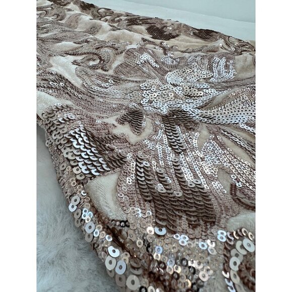 New Lulus Size S Love to You Blush Sequin Velvet Maxi Gown Velour Mermaid Dress - Picture 8 of 14